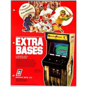 Extra Bases Baseball Video Arcade Game Flyer 1980 Original Retro Art 8.5" x 11"